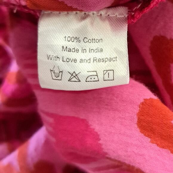 LA PLAGE Mallory Short Sleeve Tiered Maxi Dress XS Pink Red Woodblock Resort - Picture 8 of 9